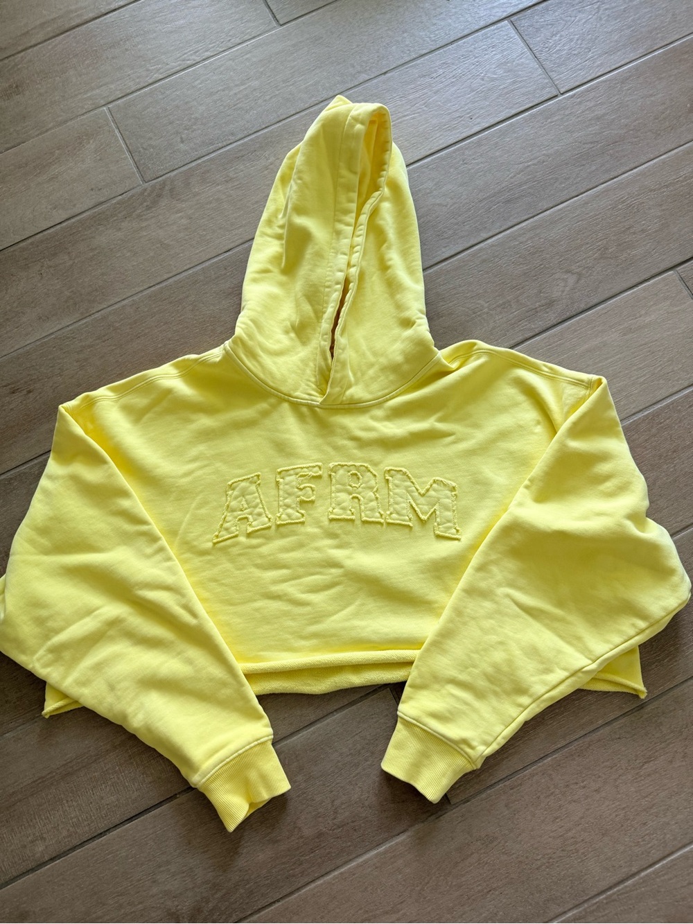 AFRM Darius Womens Yellow Cropped Hoodie XL